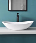 Large Oval Vessel Sink 24 Inch By 13.8 Inch White Ceramic Above Counter Bathroom Sink With Pop Up Drain Modern European Style Vessel Bowl For Vanity Remodel Durable Smooth Gloss Finish Wow Worthy Centerpiece
