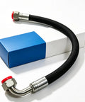 Premium Oil Hose Replacement Part Number 85560951 for Screw Air Compressor with durable black tubing and metal fittings.