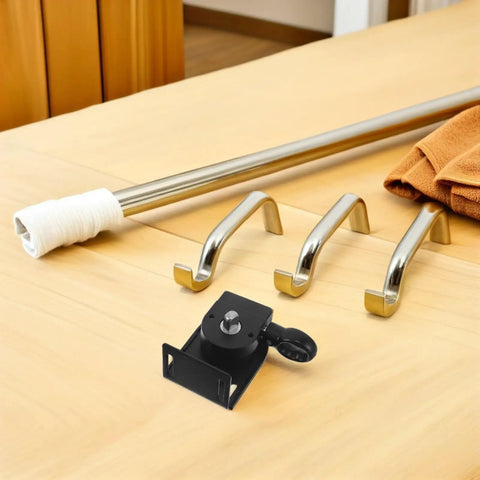 Heavy Duty Bungee Cord Kit For Roller Blinds With Secure Ball Lock End Caps And Mounting Brackets, black bracket kit