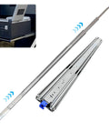 Heavy Duty Full Extension Drawer Slides With A Three Fold Guide Rail Built From Cold Rolled Steel, showing side view and detail.