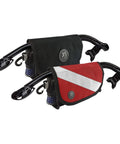 Two Protective Mask Wraps For Scuba Diving With Dive Flag, Plush Interior Padding, Easy Top-Opening Access With Hook-And-Loop shown at angle