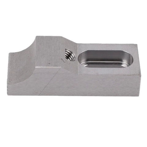 Top Shelf Side Clamp Vise With Low Profile Toe Design And M8 Arc Jaw Made From Hardened S136H Mold Steel For Ultimate CNC Milling Workholding Performance, detailed view of side clamp jaw.