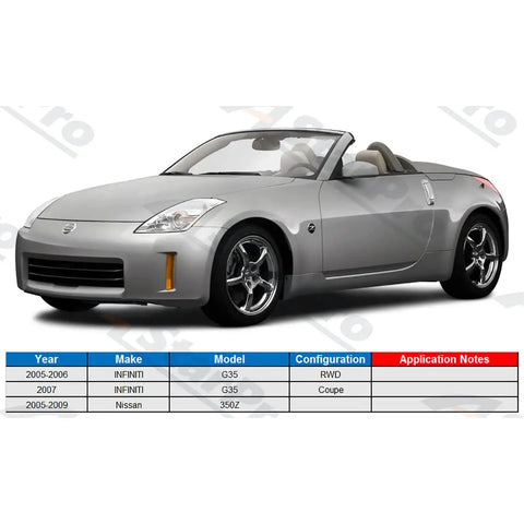 Silver 2005-2009 Nissan 350Z convertible displaying compatibility with Beefy Front Lower Control Arm Kit Pair For 2005 To 2009 Nissan 350Z And 2005 To 2007 Infiniti G35 RWD Direct Fit Replacement Arms Includes Driver And Passenger Side Assemblies Durable Street Ready Handling Upgrade