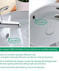 Bathroom sink with chrome faucet showing overflow, highlighting Brass Chrome Grid Drain Strainer With Overflow For Bathroom Sink No Fuss Maintenance Free Keeps Earrings And Rings From Falling In And Hair From Clogging Fits 1.5 Inch Tailpiece.