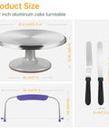 12 Inch Aluminum Cake Turntable Decorating Stand With Rotating Cake Stand Go To Kit For Cakes And Pastries Including Leveler Icing Comb Set 8 Pro Grade Decorating Tips Reusable Coupler And 10 Disposable Pastry Bags
