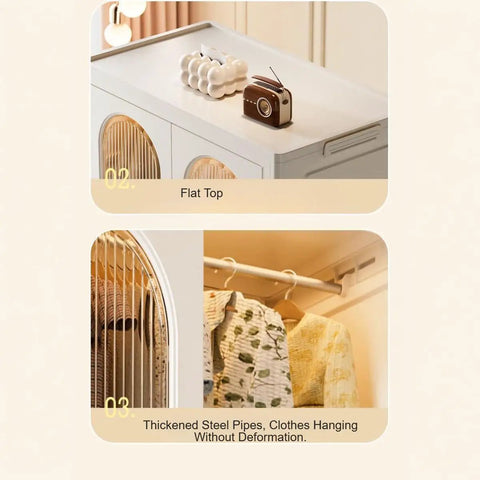 Stackable Plastic Storage Tubs With Secure Screw Lids And Transparent Front Panels Modular Home Organization Cubes flat top and clothes hanging.