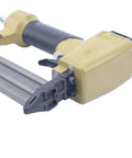 Pro Grade Pneumatic Brad Nailer And Air Powered Deco Stapler Heavy Duty Construction close-up with lightweight grip for woodworking.