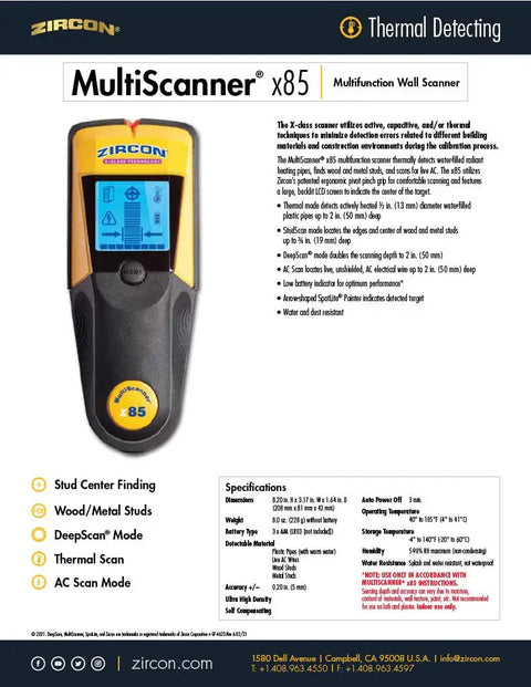 Slick X85 Center Finding Stud Finder With Ac Live Wire Detection And Thermal Wall Scanner features a large LCD display and ergonomic design.