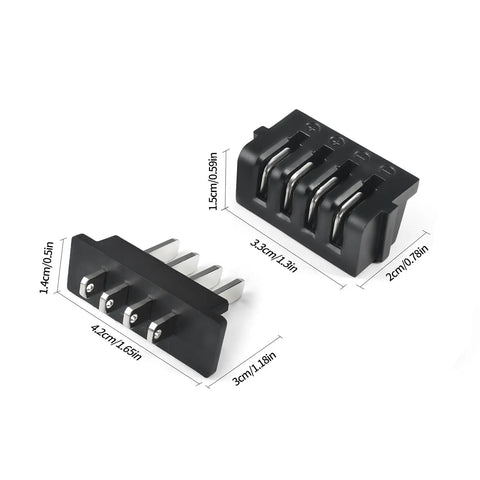 Black 4-pin male and female plug for Ebike Battery Power Discharge Connector Hailong 1 2 Max with dimensions