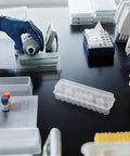 Easy Grab And Go Vial Storage Box For 3ml Peptide And Essential Oil Test Tubes 24 Count Transparent Container on lab table