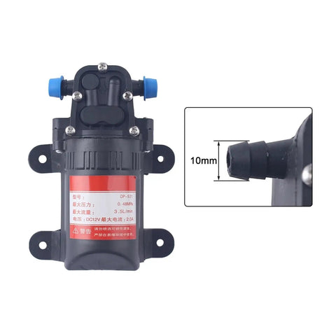 Get Ready For Precision With This Automatic 3.5L Min 70 Psi 12V Diaphragm Water Pressure Pump Featuring High Flow Rate And Quiet Operation Perfect For RVs Cars And Home Use - Close-up of diaphragm pump showing size and connections.