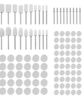 Tough As Nails 110 Pc Wool Felt Polishing Buffing Wheel Kit For Rotary Tool with assorted cone and cylinder felt heads.