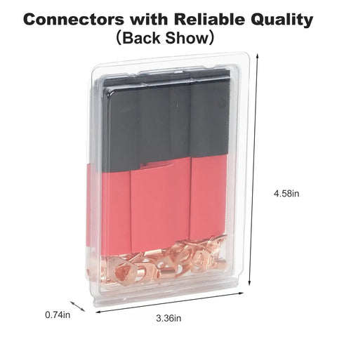 Beefy Heavy Duty Bare Copper Battery Cable Lugs Set, 20Pcs Ring Terminals For 12-10 AWG 5/16 Inch M8 Gauge package back view