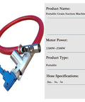Portable Grain Pumping Machine With Suction Auger Conveyor, compact design, adjustable caliber, double hoop, 2m hose