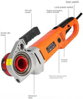 Professional Grade Badass Workhorse Smooth Operator Electric Pipe Threader Handheld Threading Machine 2300W close-up of screw die head and controls