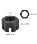 Super Tough M24X3mm Hex Castle Nuts Built From Badass Carbon Steel With A Durable Black Coating Grade 4.8 Fasteners 36mm wide, with slotted design