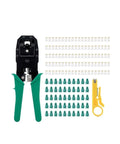 Pro Grade Cat5 Network Cabling Tools And Battery Tester Set, 5-Piece Diy Maintenance Kit In Green Box with crimping tool and connectors