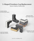Sturdy L Shaped Stainless Steel Furniture Leg Replacement for Sofa Cabinet and Bed Frame 13 x 3.3 x 1.6 Inches 1 Pack DIY Leveling Upgrade