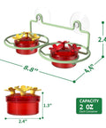 Window Hummingbird Feeder With Strong Suction Cups, Metal Base, Two 2-Ounce Reservoirs, Six Bee-Proof Feeding Ports