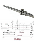 Top Shelf 25Mm Anti-Backlash Ball Screw Kit Spanning 76.77 Inch With 10Mm Pitch showing metal nut and dimensions for CNC routers.