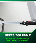 Oversized table of Beast Mode 10 Inch Table Saw With 15 Amp Motor For Precision Cuts showing material support feature
