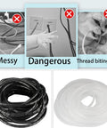 Spiral Cable Wrap 1/2 Inch Black, 23 Ft Long Wire Organizer for cable management with danger of unprotected wires