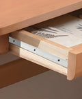Close-up of installed 14 Inch Heavy Duty Drawer Slides For Cabinets And Keyboard Trays, Two Pack, showing ball bearing track and wood material.
