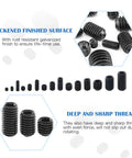 450Pcs M3 M4 M5 M6 M8 Allen Head Socket Set Screws Kit Pro Grade Heavy Duty Internal Hex Grub Screws 12 9 Class Black Oxide