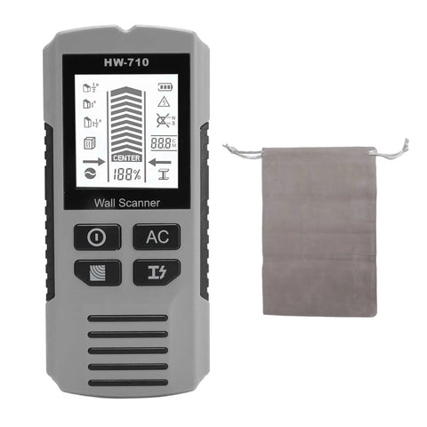YDuupxe Wall Scanner Wood Metal Ac Wire Detection 3 Modes Lcd with screen display and gray carrying pouch