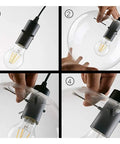 Industrial Clear Glass Globe Pendant Light E27 being assembled with bulb and cord