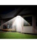 Motion Activated Security Light With Weatherproof Outdoor Led Sensor, White Finish, Auto On At Dusk, illuminating house exterior