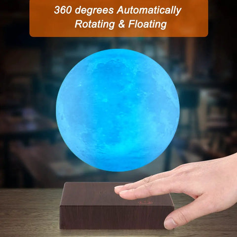 Levitating Moon Lamp Dope 6 Inch Magnetic Floating Moon Light With 16 Colors And 20 Modes, 3D Printed, rotating above base