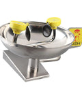 Wall Mounted Emergency Eye Wash Station With Dual Nozzles And Flip Covers, 304 Stainless Steel, Safety Sign Included visible