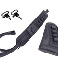 Rugged Buffalo Leather Rifle Buttstock Cover With Canvas Cheek Pad And Shell Holder Heavy Duty Sling Non Slip Cushioning for 12 Gauge Shotguns