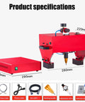 Rock Solid Portable Pneumatic Dot Peen Marking Machine For Vin Codes And Chassis Numbers, shown with product specifications and parts.