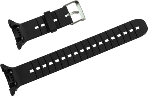 Big Screen Dive Computer Replacement Watchband Dope Rubber Strap For Donatello Giotto Leonardo Michelangelo Models Easy Two Screw Quick Install Spare Parts Black Grey Black shown close-up.