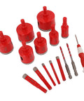 Premium Hole Saw Kit For Ceramic Glass Tile Marble Granite Drill Bit Set With Eva Mold Hard Case That Cuts Wet Or Dry Like A Boss Perfect For Pros And DIYers Who Need Serious Durability And Precision On Any Tough Job Today, red 12pc vacuum brazed hole saw bits and drill accessories