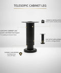 Adjustable Telescopic Cabinet Leg for Leveling Furniture on Uneven Floors Rock Solid Cold Rolled Steel Support Black Finish 1 Pack