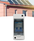 Front view of PV DC Circuit Breaker 32A 6kA IP65 DC Isolator Switch For PV Solar Panel Grid Connected Systems Home And RV Use Pro Grade