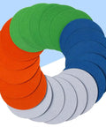 Premium Self Adhesive Circular Sanding Discs With Flocking Material For Blending And Finishing 20 Pack Of 3000 To 10000 Grit in assorted colors.