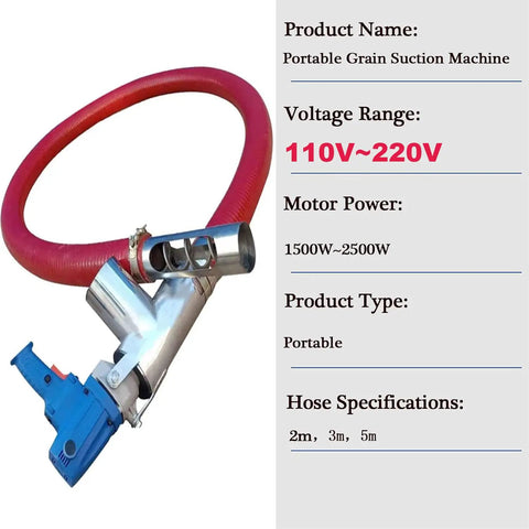 Beast Mode Heavy Duty 5M Industrial Screw Conveyor With Flexible Spiral Auger and red hose, 110V~220V motor visible