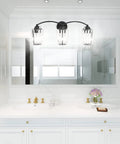 Crystal Vanity Light Fixture For Bathroom Modern Black Vanity Lights With Elegant Crystal Accents E26 Base Above Mirror
