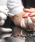 Applying nail polish with a dropper while using 500 Piece Bag Of Beefed Up 316 Stainless Steel Paint Mixing Balls And Nail Polish Bearing Beads 4mm Spheres.