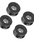 Heavy Duty 4 Pack U Groove Pulley Set With Guide Wheels, black plastic wheels with metal bearings for sliding door and window tracks.