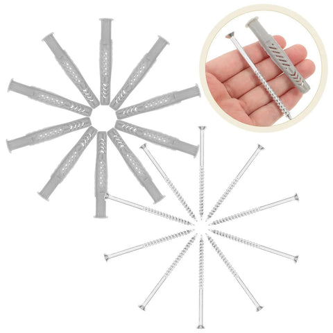 20 Piece Drywall Anchor Kit For Hollow Walls And Plasterboard No Fuss Diy Friendly Install gray plastic anchors and screws