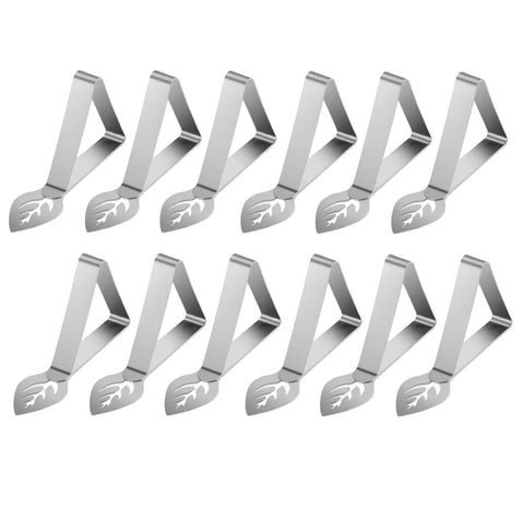Heavy Duty Stainless Steel Tablecloth Clips 12 Pack Windproof Tablecloth Holders for outdoor tables ideal for restaurants