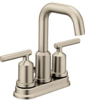 Gibson Brushed Nickel Two Handle Centerset High Arc Modern Bathroom Faucet with Drain Assembly WaterSense Certified