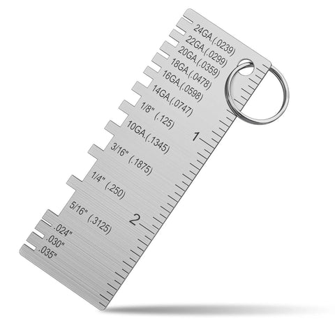 stainless steel thickness gauge with clear scale for accurate metal sheet measurement