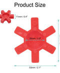 Front view of red urethane L090 jaw coupling insert for L-jaw couplings, star-shaped center with 20 mm bore