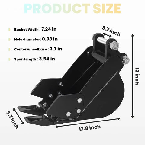 Complete Mini Excavator Accessories Kit With Narrow Screening Bucket Augers And Posthole Diggers For Digger Machines diagram